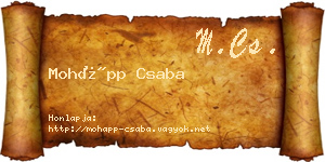 Mohápp Csaba névjegykártya